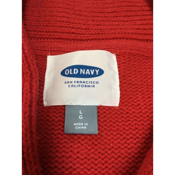 Old Navy Mens Red Fair Isle Cardigan Sweater Size L Holiday Grandpa - Picture 4 of 7